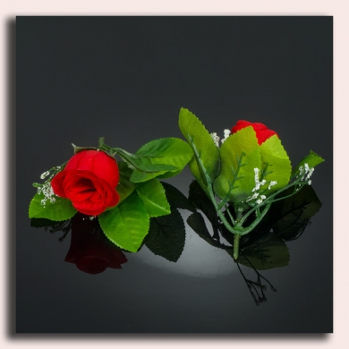 Róża w pąku - główka z liściem Red